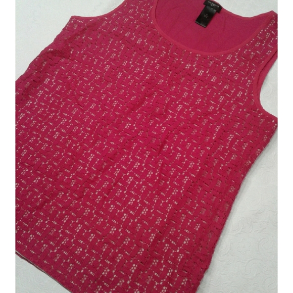 Ann Taylor Fuchsia lace sleeveless shirt size M - Picture 5 of 8